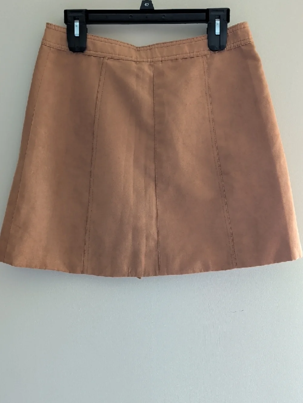 Divided H&M Camel Faux Suede Mini Skirt | Snap Front | A-Line | Size 8